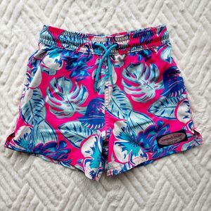 Vineyard Vines 4T Swim Trunks Pink Blue Tropical Floral Boys Shorts